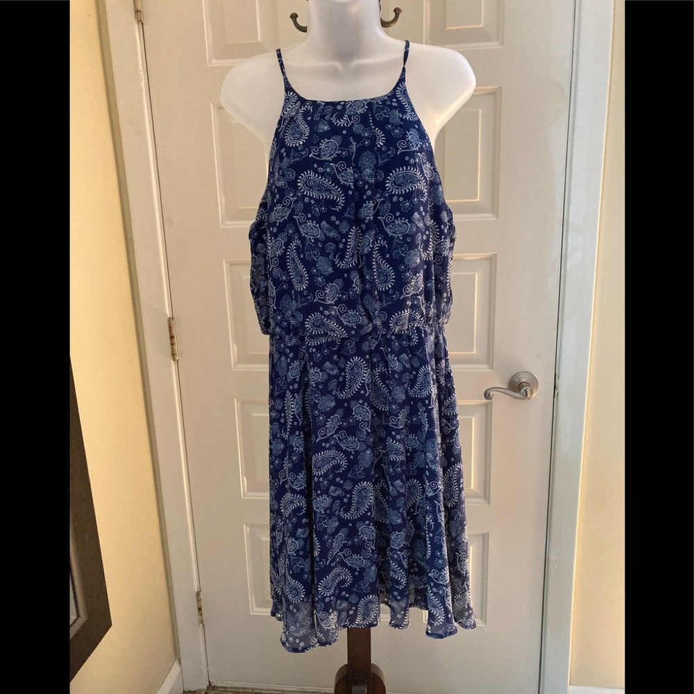 Blue and white paisley sun dress from Blue Rain, size L